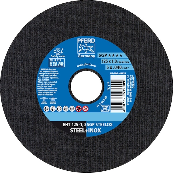 Pferd 69855 5in x .040in Cut-Off Wheel 7/8in AH A S SGP-INOX 60 Grit Type 1 69855-PFERD - main